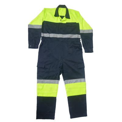 China High Strength Safety Hi Visibility Working Coverall For Men With Tapes And Pockets Reflective Mens Workwear Safety Clothing for sale