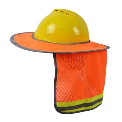 China Breathable Cheap Orange Safety Helmet Sun Shield Stowaway Hard Hat Sun Shade Sun Shade Protect Neck, Face With Pocket for sale