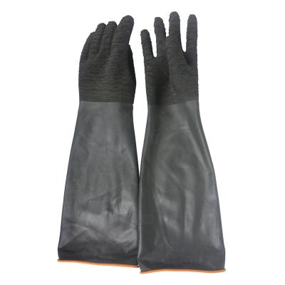 China Customized Industrial Chemical Resistant Work Latex Rough Palm Protective Sleeve Lengthened Anti-Slip Long Sleeve Gloves for sale