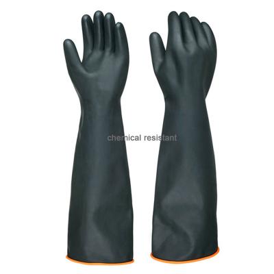 China Customized Thickening Rubber Work Protection Waterproof Gloves Lengthen Latex Chemical Resistant Heavy Duty Industrial Gloves for sale