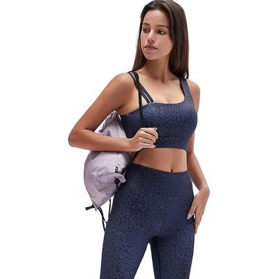 China Breathable Sexy Oblique Shoulder Bra Pants Exercise Yoga Suit Sweat Absorption Shock Proof Running Suit Women for sale