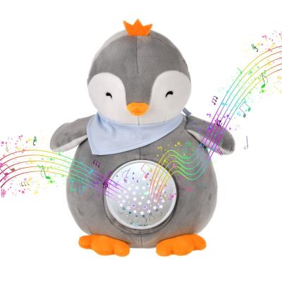 China Good Music Attracts Toddlers Can Walk With 2020 New Hot Cute Calming Music Projector Baby Sleeping Penguin Music Led Light Stuffed Plush Toys For Children for sale