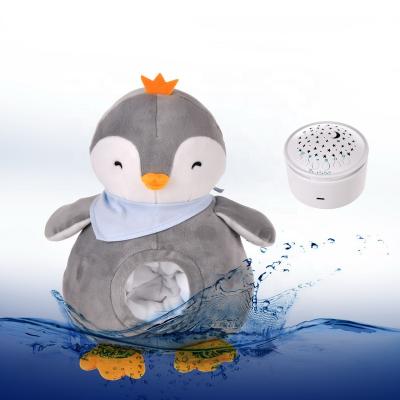 China Good Music Attracts Toddlers Can Walk With Music Amazon Shopify Cute Projection Musical Sleep Penguin Baby Plush Toys White Noise Soothing Sound Machine With Light for sale