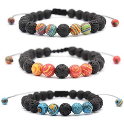 China NUORO Lava Rock Stone Essential Oil Diffuser CLASSIC Adjustable Bracelet for Women Men Women Braided Rope Stone Yoga Beads Bracelets for sale