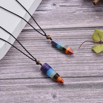 China NUORO Healing Meditation 7 Hexagonal Pendants Chakra Crystal Necklace Hot Sale Natural Stone Amulet NUORO Energy for sale