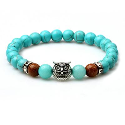 China Bohemia Turquoise Trendy Stretch Owl Bracelet Bohemian Handmade Turquoise Beaded Lady Bracelet for sale