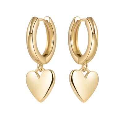 China NUORO 14k Gold Mini Heart Shape Pendant Earring Small Hoop Earring in CLASSIC Gold Color for Girl Jewelry Heart Huggie Thin Earrings for sale