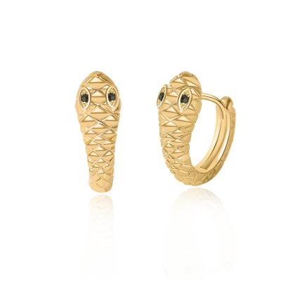 China NUORO FASHIONABLE Brass 14K Gold Plated Tiny Snake Hoop Earrings With Women Minimalist Snake Huggie Stackable Earrings for sale