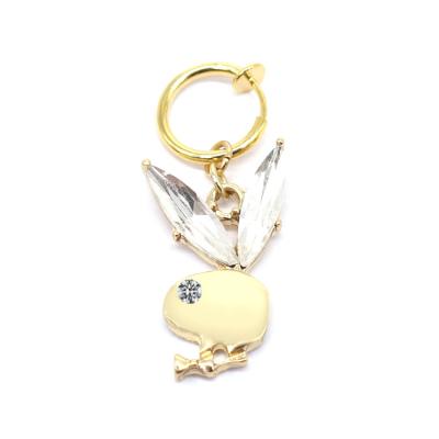 China NUORO CLASSIC Gold Color Black Eye Bunny Fake Navel Piercing For Summer Piercing Non Clear CZ Dangle Bunny Belly Rings for sale