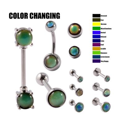 China NUORO CLASSIC Color CLASSIC Color Changing Ring Surgical Steel Mood Lip Nipple Helix Piercing Ear Cartilage Tragus Stone Rings for sale