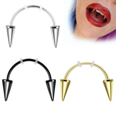 China Stainless Steel Spike Vampire Lip Piercing NUORO Tooth Decoration C Rod Smile Lip Tiger Tooth Nail Zombie Tooth Nail CLASSIC Lace for sale