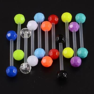 China NUORO 8pcs/lot Tongue Rings Powder Plastic Nipple Piercing Ring Ear Piercing Jewelry CLASSIC Soft Acrylic Tongue Barbell for sale