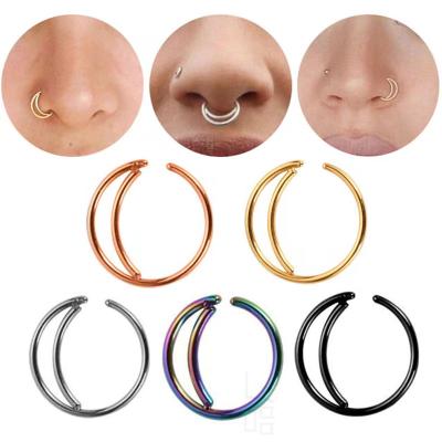 China NUORO 1pc 20G CLASSIC Moon Septum Nose Piercing with Women Man Lip Helix Ear Cartilage Circle Moon Surgical Steel Nose Ring for sale