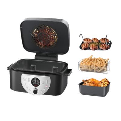 China Oilless Smokeless Car and Indoor Cooker XL 5-in-1 Grill with 4-Quart Air Fryer Smart Temperature Control Cooker Air Vent Thermo Fryer for sale