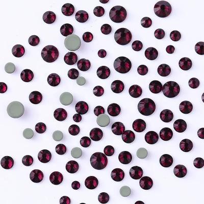 China Multi Color Round Crystal Glass Rhinestone Flat Back Hotfix 6mm Rhinestone 6mm 2mm 3mm 4mm 5mm for sale