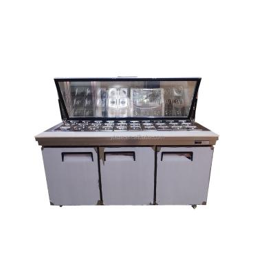 China Single-temperature household or commercial salad bar refrigerator with thirty stainless steel pans for sale