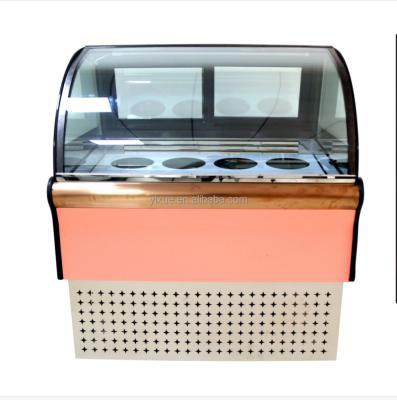 China Single-temperature ice cream retail store gelato display freezer case and refrigerator with 8 stainless steel barrels for sale