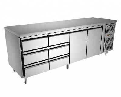 China Single-temperature refrigerated counter with 4 drawers 2 doors under counter fridge for commercial kitchen for sale