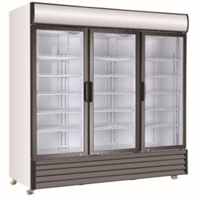 China Single-Temperature Supermarket Three Doors Beverage Fridge / Glass Display Soft Drink Cooler With Lock for sale