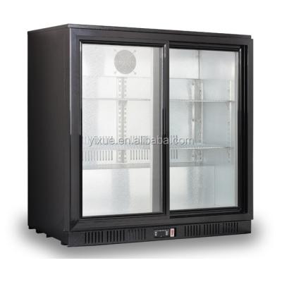 China Single-temperature Two Door Countertop Beverage Display Beer Fridge Cooler Bar Back Beer Cooler for sale