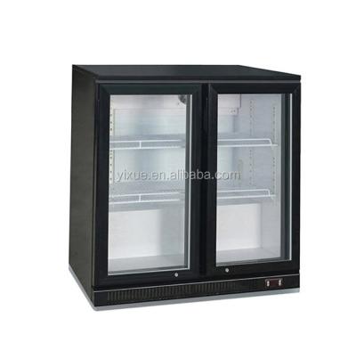 China Single-Temperature Two Doors Mini Glass Door Bar Fridge Beer Cooler for sale