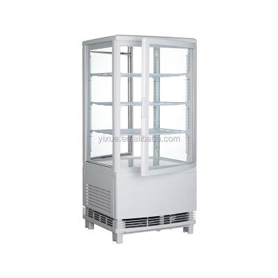 China Single-temperature 68L double sided fridge for cold drink / 4 sided 60 liter glass fridge with locking door for sale