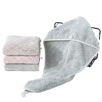 China Coral Fleece Dry Diamond Grid Headband Headband Hair Drying Towel Long Short Hair Shower Hat Absorbent Hair Tablet Head Drying Towel for sale