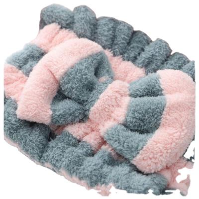 China Coral Fleece High-Density Striped Super Quick-Drying Hair Drying Hair Cap Compressed Absorbent Thickened Thickened Head Towel for sale