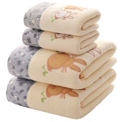 China Child Safe Microfiber Patch Rabbit Lace Bath Towel For Sale Is Soft Absorbent Without - Linting Wash Cloth Towel for sale