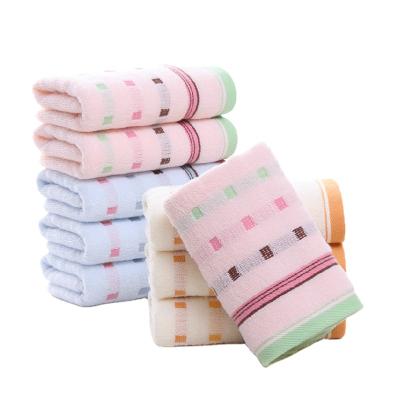 China New Pure Cotton Child Safe Pure Cotton Face Cloth Embroidery Face Cloth Wash Cloth Towel Dot Checkered Towel Soft Absorbent for sale