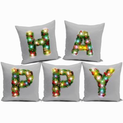 China New Design Black LED Anti-Pull 26 Letters White English Super Soft Pillow Case Home Fabric Sofa Luxury Throw Pillow Covers for sale