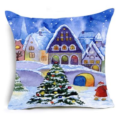 China Amazon Hot Sale Anti-Pull Santa Claus Christmas House Super Soft Customized Pillowcase By Manufacturer Travel Stripe Cushion Cover for sale