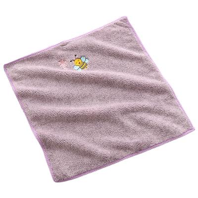 China Wholesale Soft Crochet Fiber Bamboo Charcoal Plant Towel Square Kids Face Towel Child Safe Absorbent Small Towel for sale