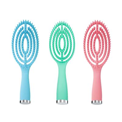 China New Design Curve Vent Extension Bristle Straightening Dryer Massage Detangling Hair Brush for sale