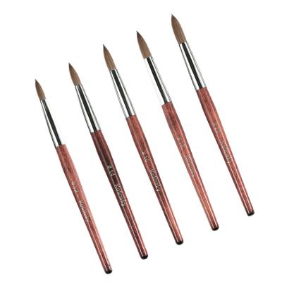 China Kolinsky Sable Acrylic Nail Art Brush Professional Red Wooden Nail Brush for sale