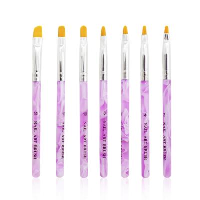 China 2021 Hot Sell High Quality Crystal Synthetic Hair Nail Art Painting Pen Acrylic Nail Art Brush 7pcs for sale