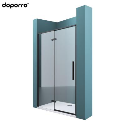 China European modern doporro style hinge fiber tempered glass shower door handle in aluminum material, brass hinge shower door for sale