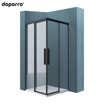 China Modern doporro europe style walk in style square black attractive frame sliding tempered glass shower door in 900mm for sale