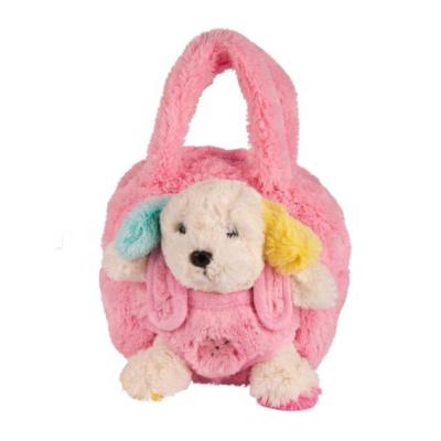 China Decoration OEM ODM 20cm Porcelain Bags Cartoon Plush Dog Student Children's Wallet Stuffed Gift Toys For Girls for sale