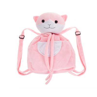 China Decoration Custom Design Pink Cat Backpack Plush Toy Stuffed Plush Backpack for sale