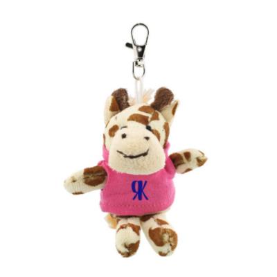 China Decoration OEM Manufacturer Custom Cute Mini Giraffe Plush Key Chain With T-shirt for sale