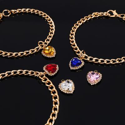 China Personalized Wholesale Bling Crystal Link Large Dog Chain Pet Collar Dog With Love Diamond Dog Tag for sale