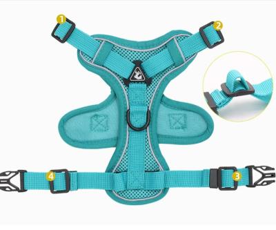 China Durable Reflective Breathable Soft Padded Plaid Adjustable Puppy Walking Harness With Leash for sale