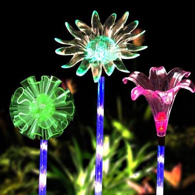 China 3pack/box Outdoor Patio Pathway Outdoor Solar Light Decorative Acrylic Flower Party Solar Garden Light Solar Garden Light for Home for sale