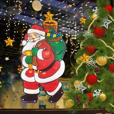 China Indoor Novelty LED Hanging Window Lights Christmas Lights with Suction Cup Battery Operated Christmas Lit Window Decorations for sale