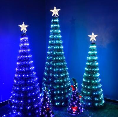 China New Arrival Indoor Easy Assembly Foldable Artificial Christmas Tree With Star IP65 RGB Xmas Trees For Apartment Home Party for sale