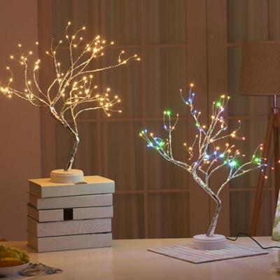 China Commercial Use Bonsai Tree Table Light with 108 LED Copper Wire String Lights Battery/USB Powered DIY Artificial Tree Lamp for sale