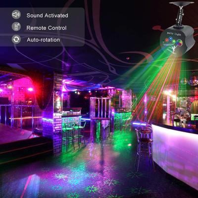 China Factory Price RGB 3 Lens Commercial Use DJ Disco Lights Projector Remote Control Effects Present Laser Strobe Lights Sound Activated Party Light for sale