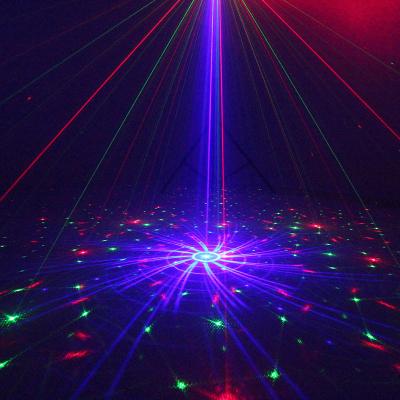 China Indoor Used Sound Activated RBG 2 Lens Strobe Laser Stage Light Multiple Patterns Projector Party Lights With Remote Control For Parties for sale