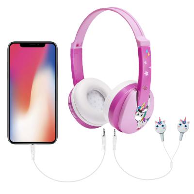 China Fashionable Element Unicorn Kids Headphone BT 5.0 Double Tooth Bule-tooth Cartoon Earphone Wireless Audio-sharing Children Earphone for sale